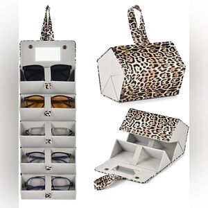 Leopard Print Sunglasses Travel Storage Organizer